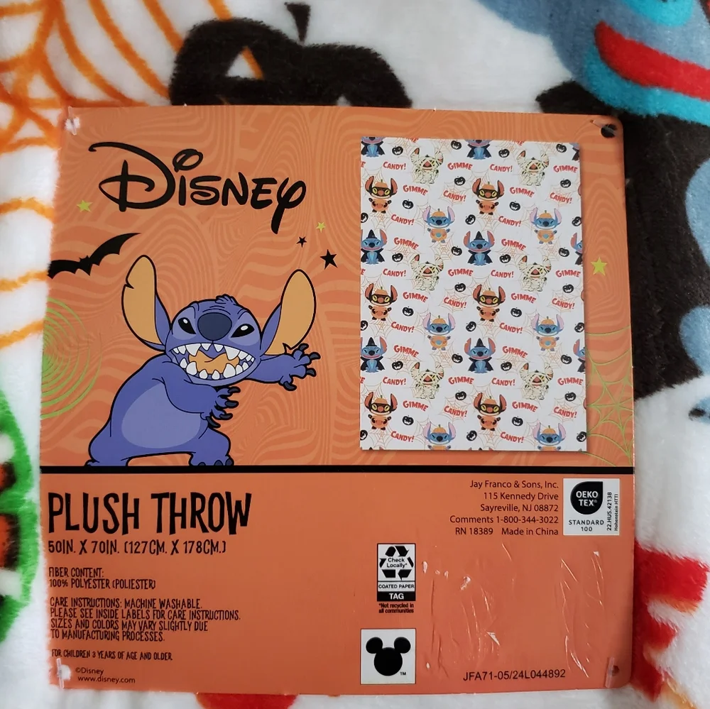 Disney Stitch Gimmie Candy Halloween Plush Blanket 50x70 NWT